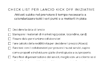 Check List Lancio Iniziative